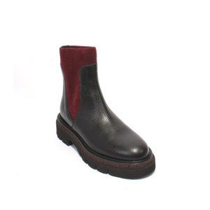 Luca Grossi 200 Black Bordo Leather Elastic Pull-Up Ankle Boots